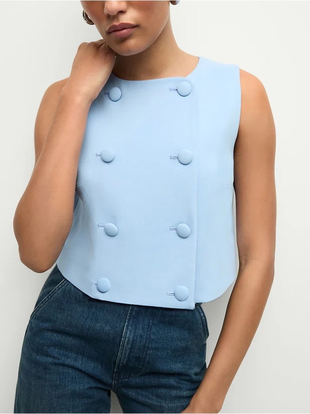 Veronica Beard Drexley Blue Cropped Vest Size 4